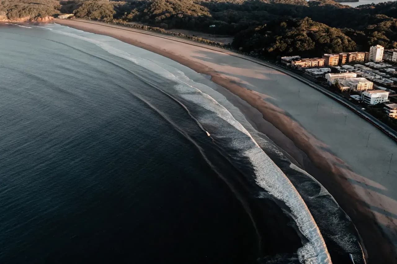 Aerial view of Jaco beach and town, Costa Rica
