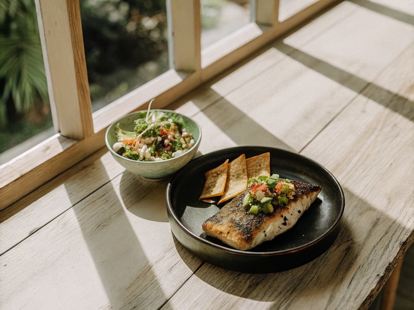 Beautifully plated private chef dinner spread with fresh Costa Rican cuisine