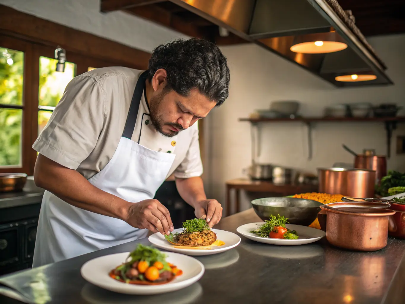 Local chef at a Jaco restaurant sharing Costa Rican culinary expertise