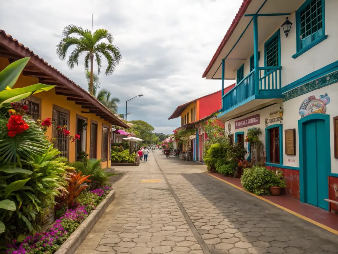 Colorful streets and cultural landmarks on the Jaco walking tour